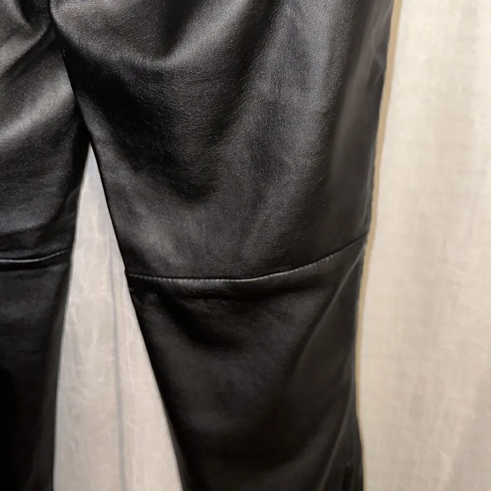 free people 6 Vegan Leather Black Stretch Zip Ankle  Elastic Waist Moto Legging